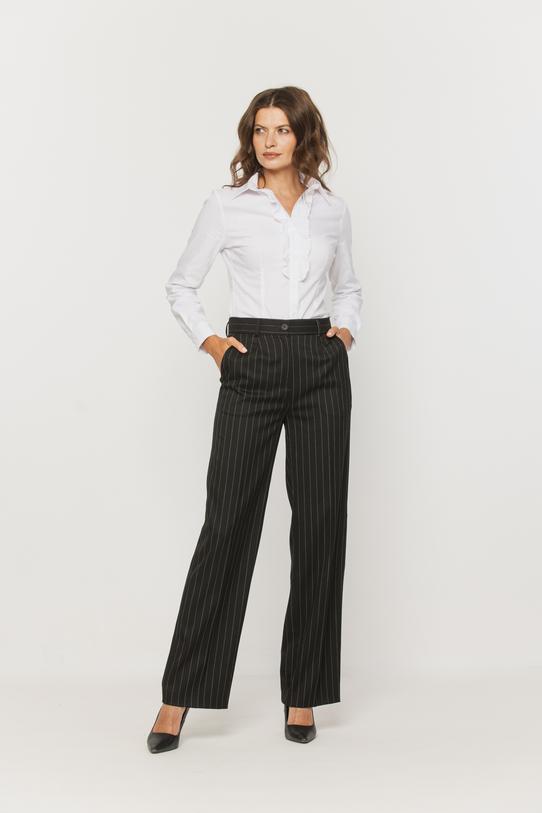 Wizualizacja Czarne spodnie w subtelny pionowy prążek