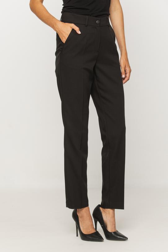 Czarne spodnie z kantem o eleganckim zwężanym fasonie - 2