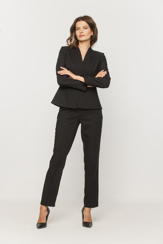 Wizualizacja Czarne spodnie z kantem o eleganckim zwężanym fasonie