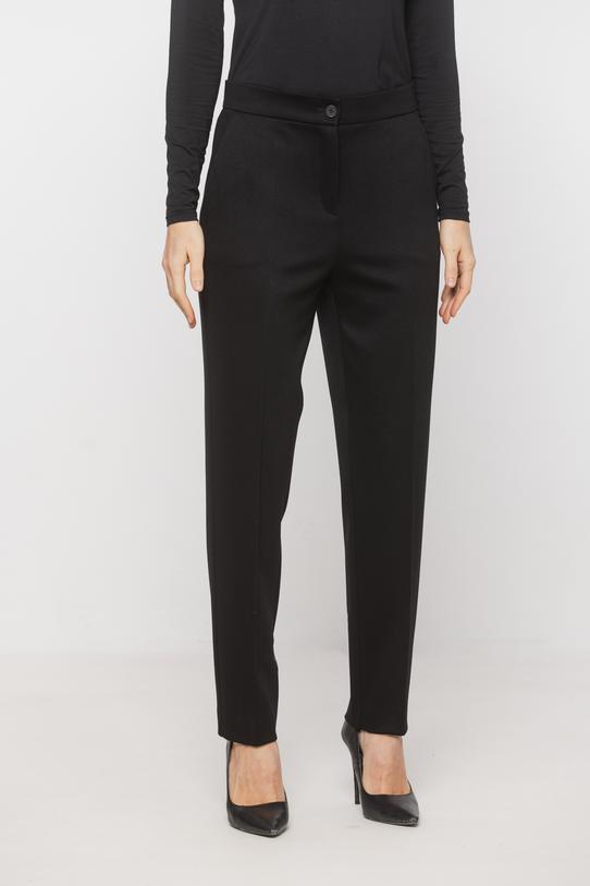 Czarne zwężane spodnie w kant z dzianiny punto - 2