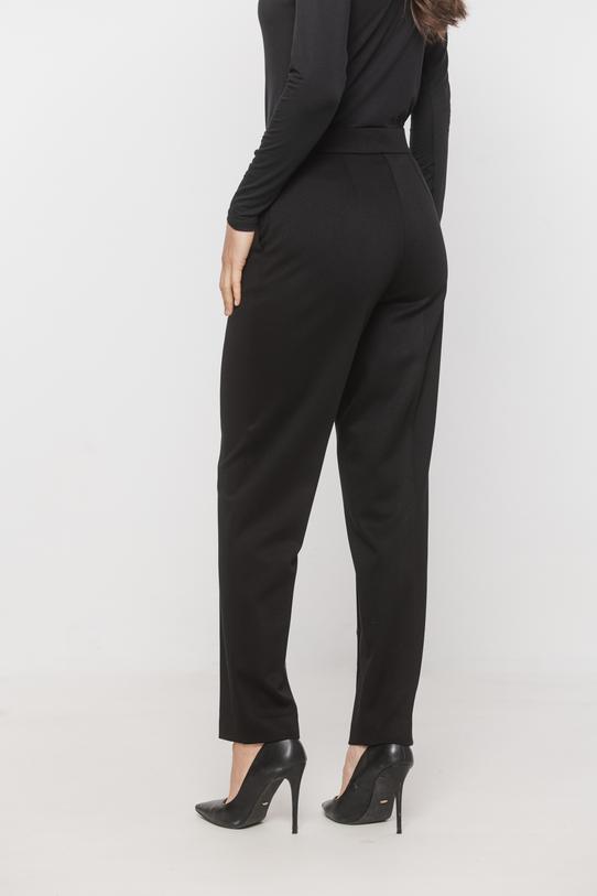 Czarne zwężane spodnie w kant z dzianiny punto - 3