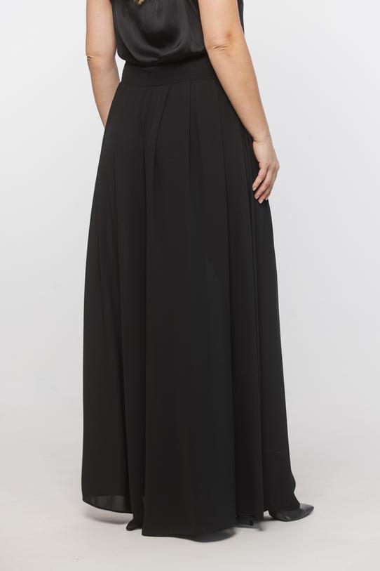 Czarne zwiewne spodnie palazzo w eleganckim stylu - 3