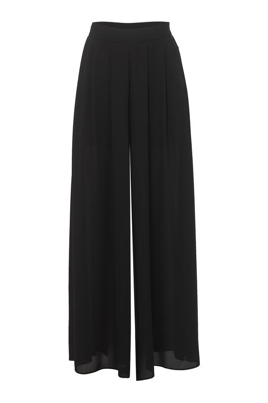 Czarne zwiewne spodnie palazzo w eleganckim stylu - 1