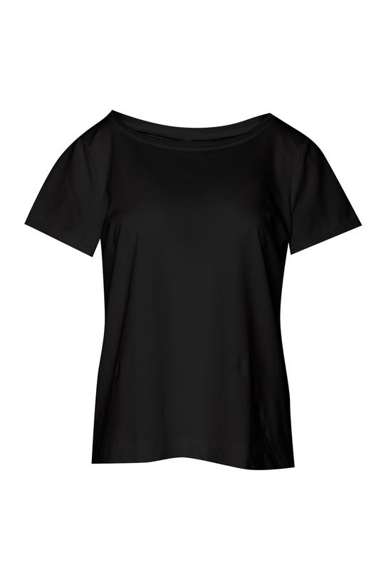 Czarny bawełniany t-shirt z wywijanym rękawem