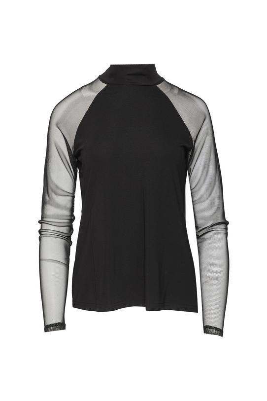 Czarny dopasowany półgolf z siateczkowymi rękawami - 1