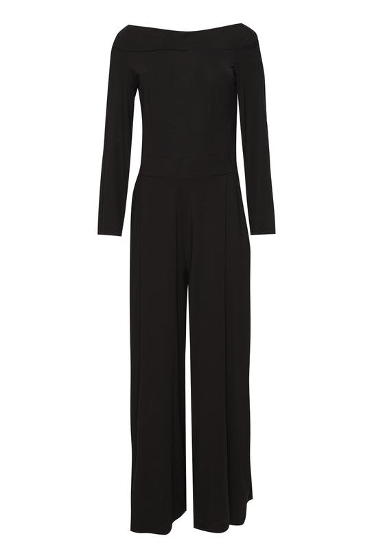 Czarny dzianinowy kombinezon odsłaniający ramiona - 1