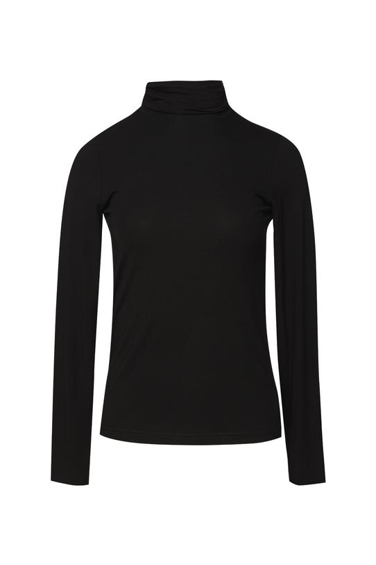 Czarny golf z długim rękawem wykonany z miękkiej dzianiny - 1