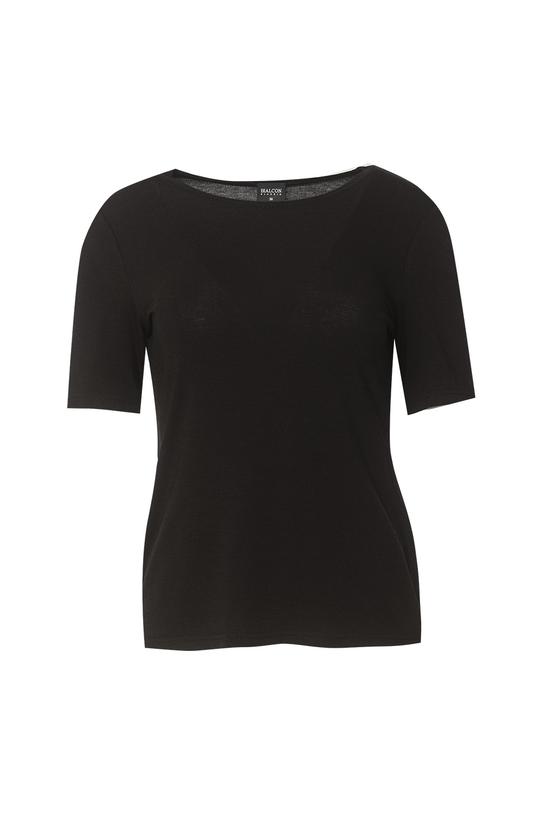 Czarny klasyczny t-shirt z domieszką wełny - 1