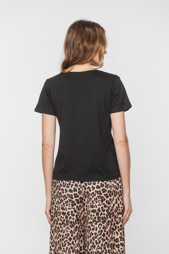 Czarny klasyczny t-shirt z modalu i bawełny - 4
