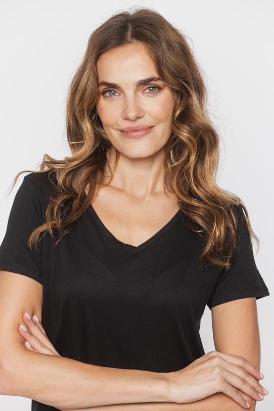 Czarny klasyczny t-shirt z modalu i bawełny - 5