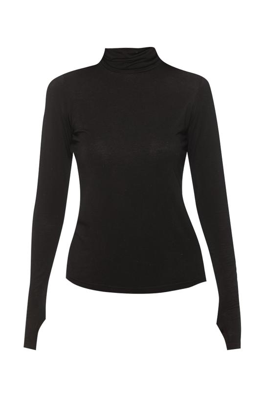 Czarny lekki golf z domieszką wełny - 1