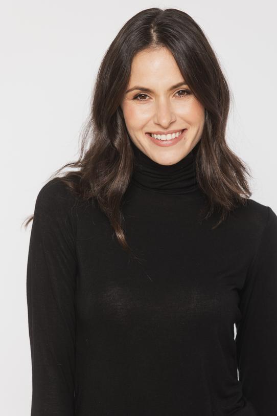 Czarny lekki golf z domieszką wełny - 4