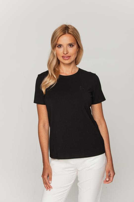 Czarny t-shirt z kryształkami