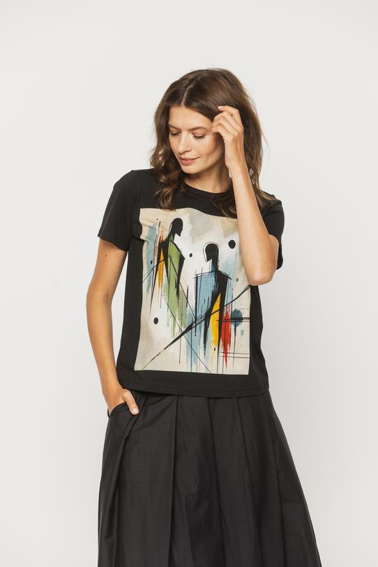 Czarny t-shirt z okrągłym dekoltem - 2