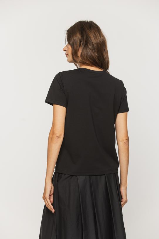 Czarny t-shirt z okrągłym dekoltem - 5