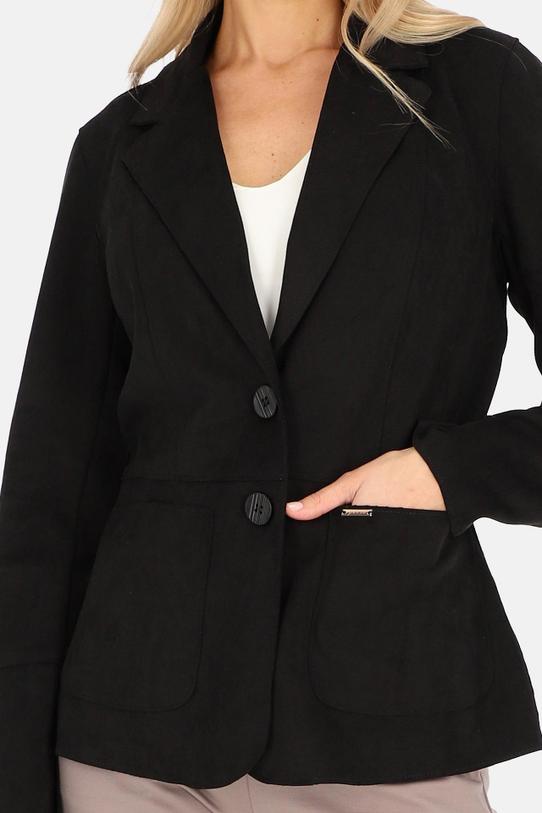 Czarny żakiet z imitacji zamszu - 3