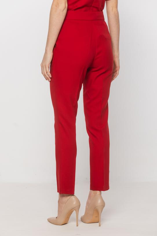 Czerwone klasyczne spodnie w kant z kieszeniami - 3