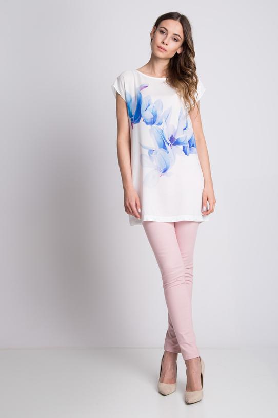 Luźna bluzka z krótkim rękawem i printem na przodzie - 2
