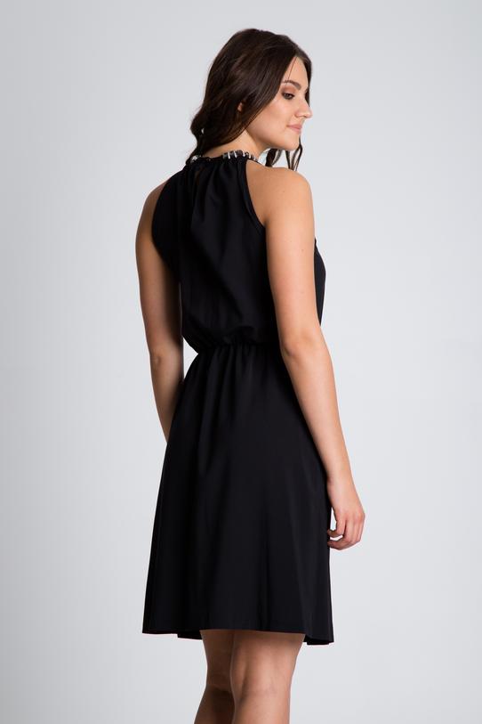 Elegancka czarna sukienka z marszczeniem w talii - 3