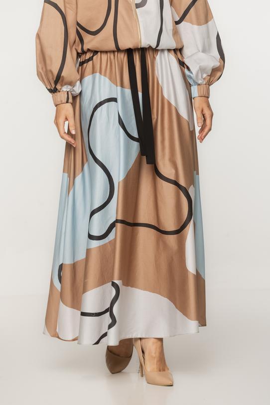 Designerska spódnica midi z lekkiej printowanej bawełny
