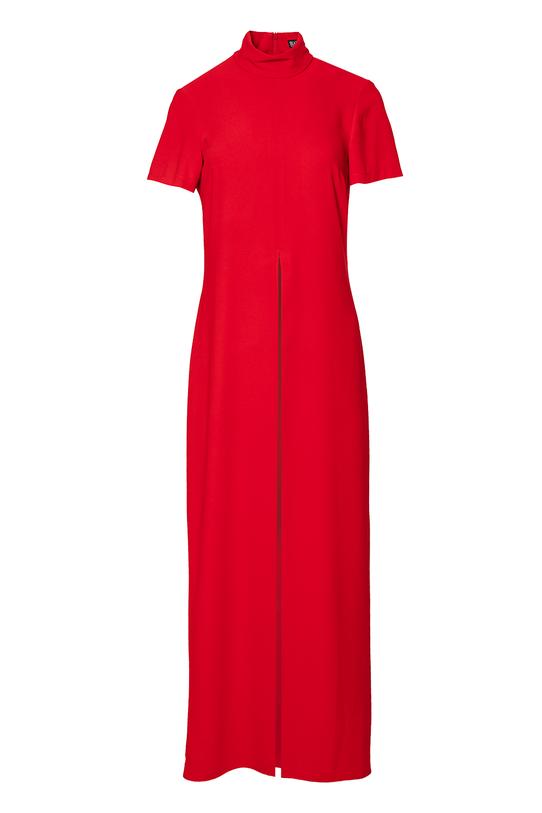 Długa awangardowa bluzka z czerwonej tkaniny - 1