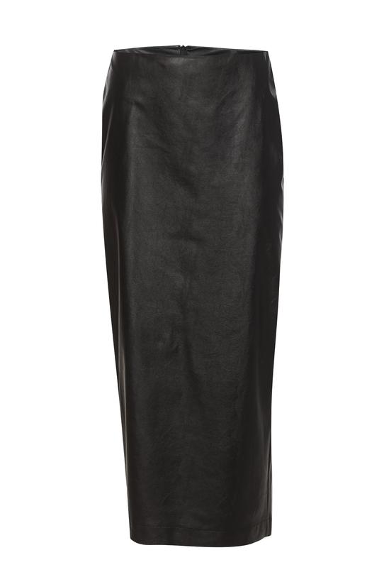 Długa spódnica z czarnej skóry ekologicznej - 1