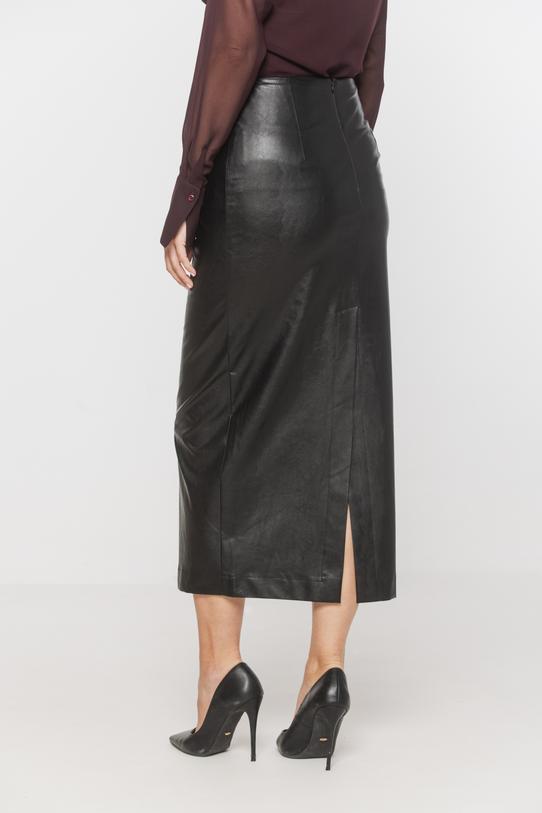 Długa spódnica z czarnej skóry ekologicznej - 3