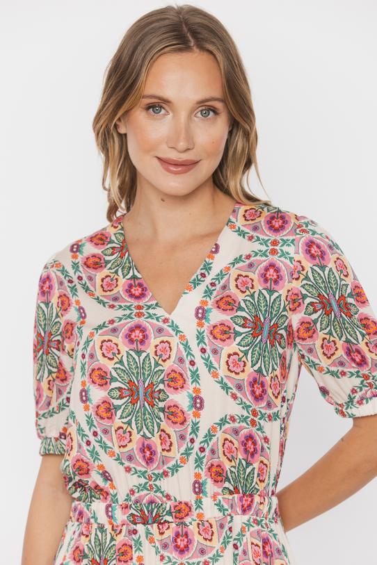 Długa wiskozowa sukienka boho z falbaną - 3