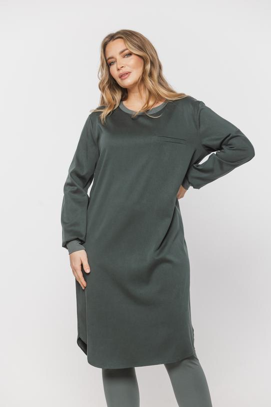 Długa zielona tunika o prostym fasonie - 2