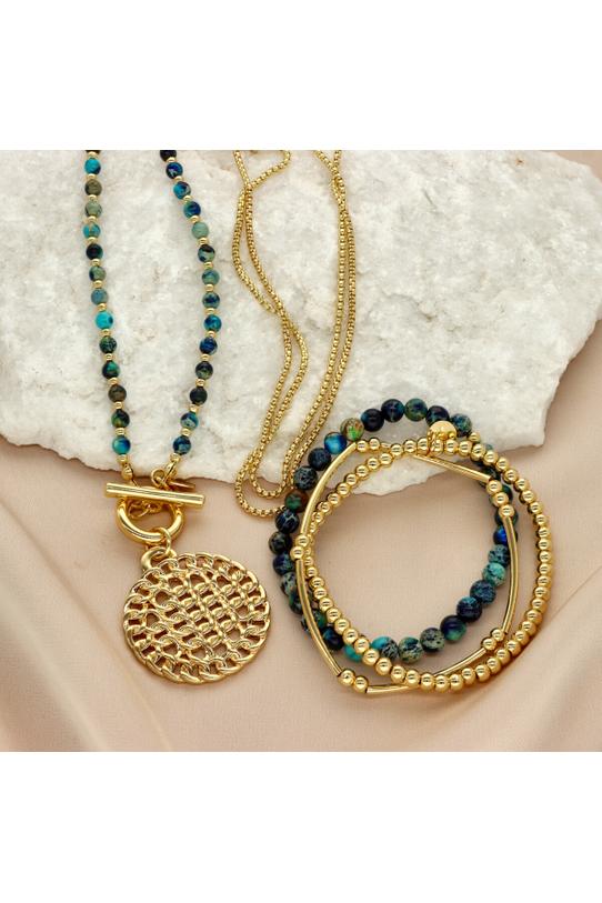 A long stylish necklace with natural stones - 1