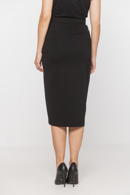 Dopasowana czarna spódnica midi z suwakiem i kieszonkami - 4