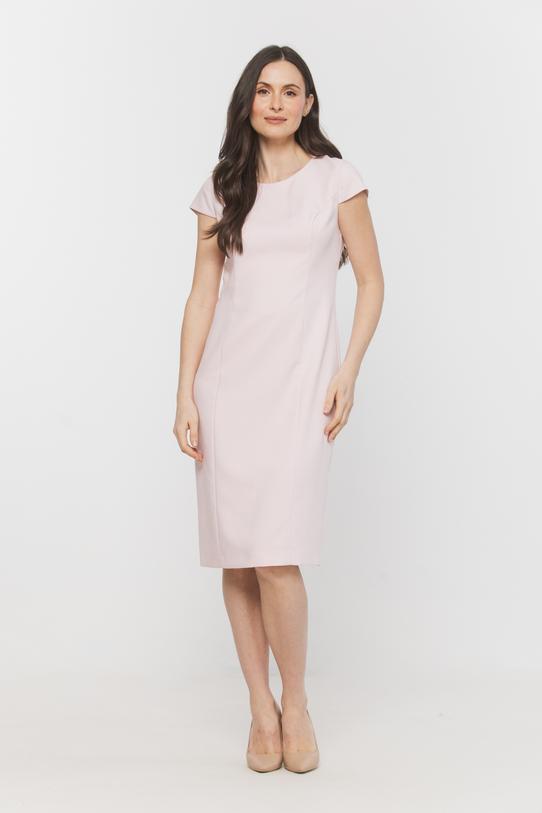 Wizualizacja Dopasowana jasnoróżowa sukienka za kolano