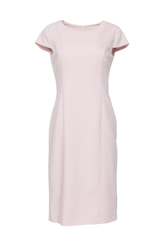 Dopasowana jasnoróżowa sukienka za kolano - 1