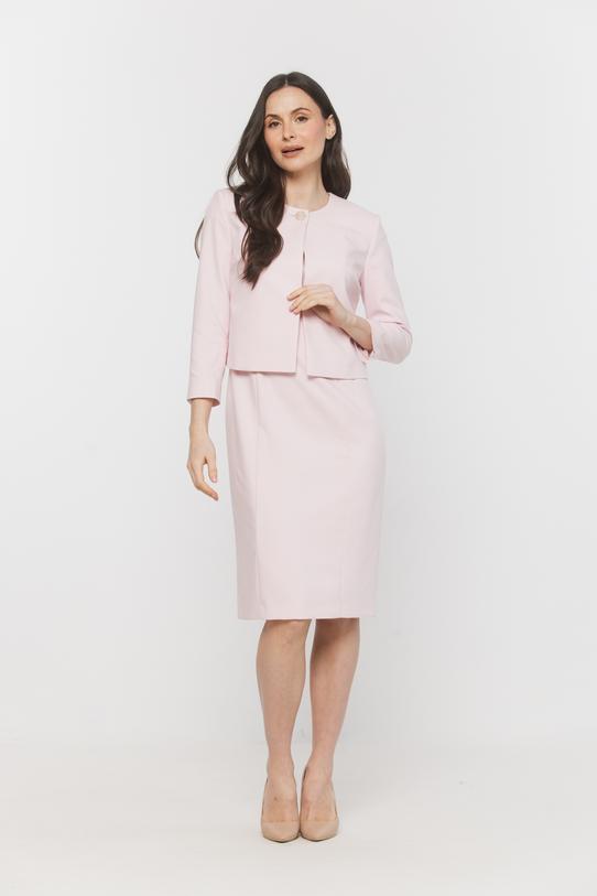 Dopasowana jasnoróżowa sukienka za kolano - 3