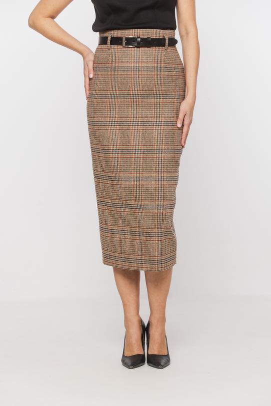 Dopasowana spódnica z wełną w drobną kratkę - 2