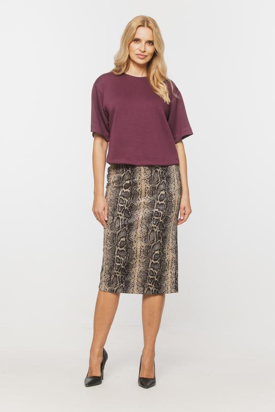 Wizualizacja Dopasowana spódnica za kolano z motywem skóry węża