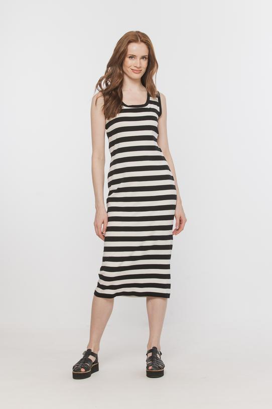 Wizualizacja Dopasowana sukienka w paski z dzianiny bawełnianej