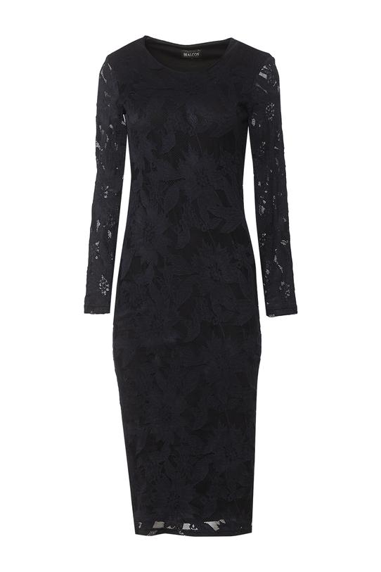 Dopasowana sukienka z elastycznej granatowej koronki - 1