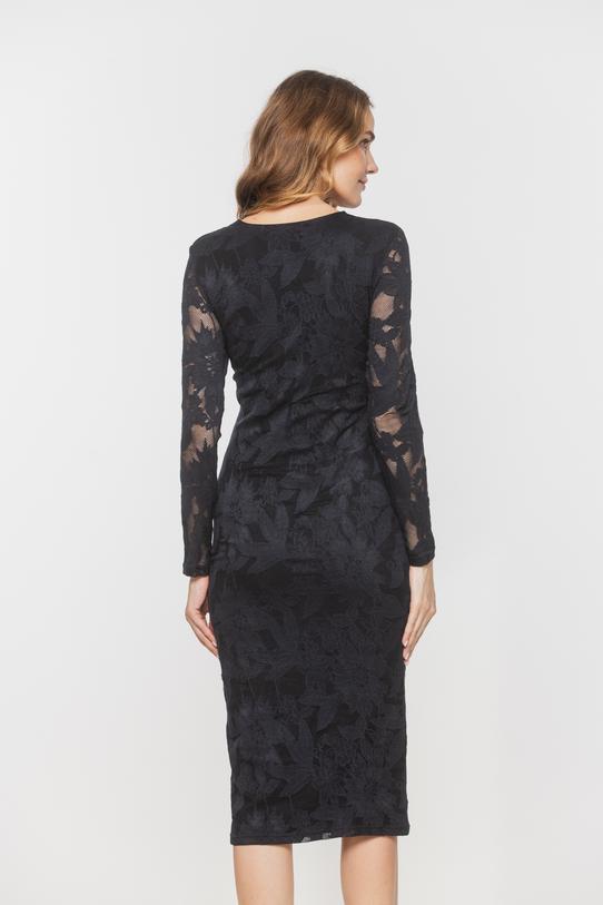 Dopasowana sukienka z elastycznej granatowej koronki - 3