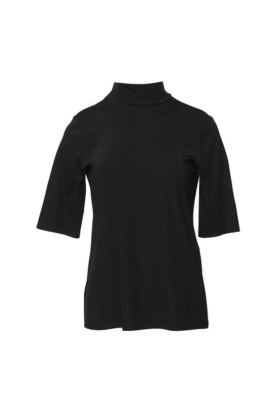 Dopasowany czarny półgolf z krótkim rękawem - 1