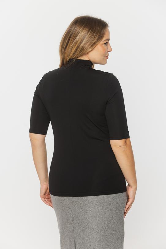 Dopasowany czarny półgolf z krótkim rękawem - 4