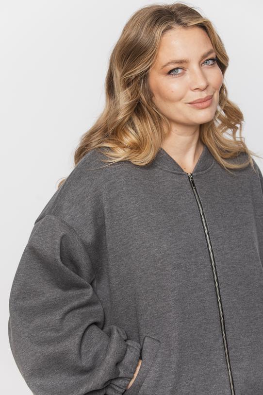 Dresowa szara bluza o kroju bomberki - 4