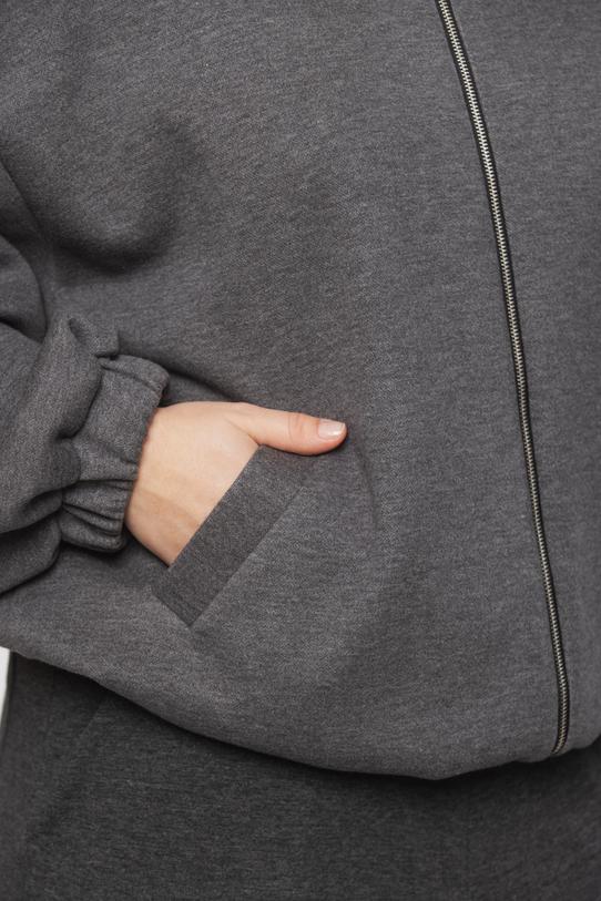 Dresowa szara bluza o kroju bomberki - 5