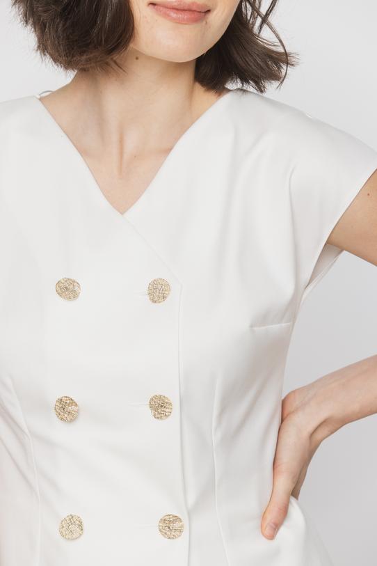 Dwurzędowa bluzka w kolorze ecru - 4