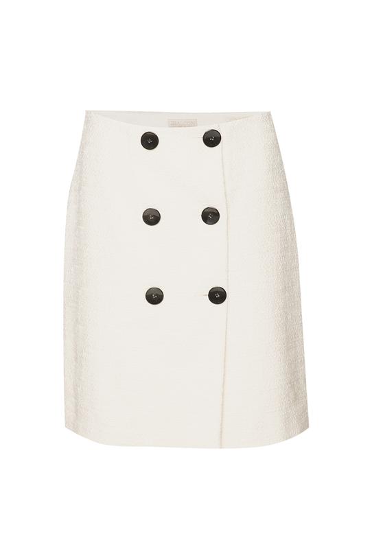 Dwurzędowa spódnica mini z tkaniny boucle