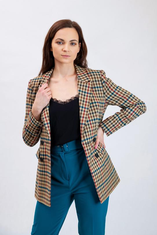 Dwurzędowy żakiet w kratę - 4