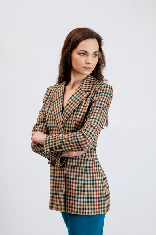 Dwurzędowy żakiet w kratę - 3