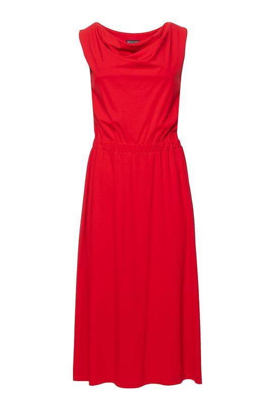 Knitted red dress with a feminine neckline - 1