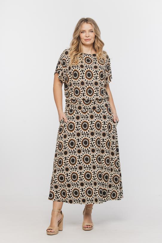 Dzianinowa kimonowa bluzka ze ściągaczem w talii - 2