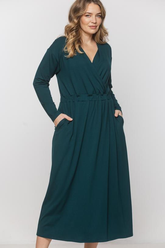 Dzianinowa morska sukienka z elastyczną talią - 2